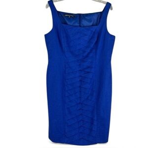 Jones Wear Dress linen lined Sz 16" Royal blue